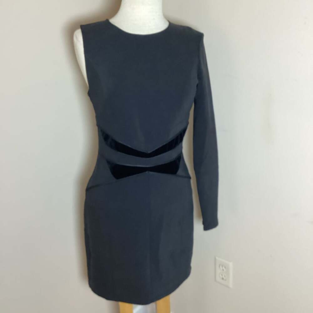 Elisabetta Franchi AB26081E2 Dress Size 44 Black One-Sleeve Mini